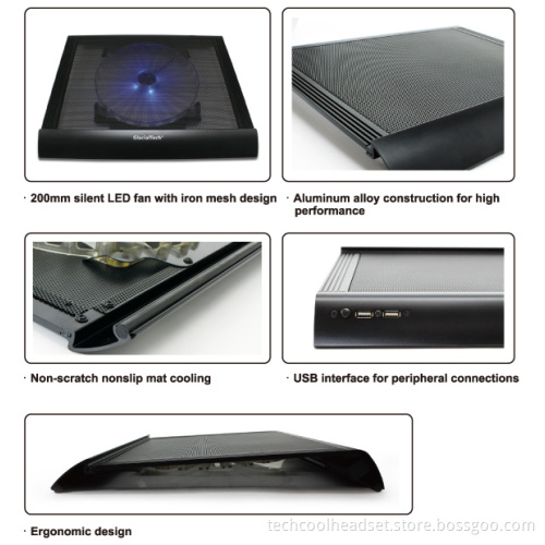 Aluminum Base with wire drawing laptop stand single cooling fan laptop cooler